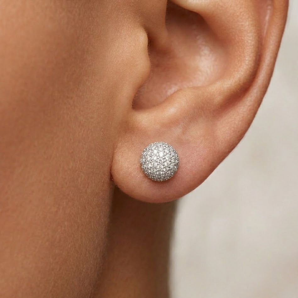 Orecchini Sfera in Pavé In Acciaio Inossidabile
