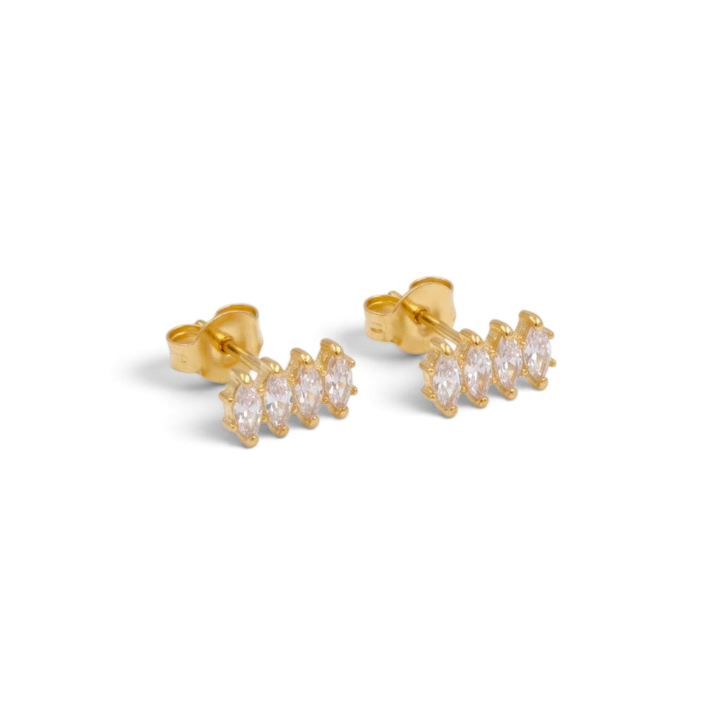 Orecchini Lineari Marquise con Zirconi In Acciaio Inossidabile