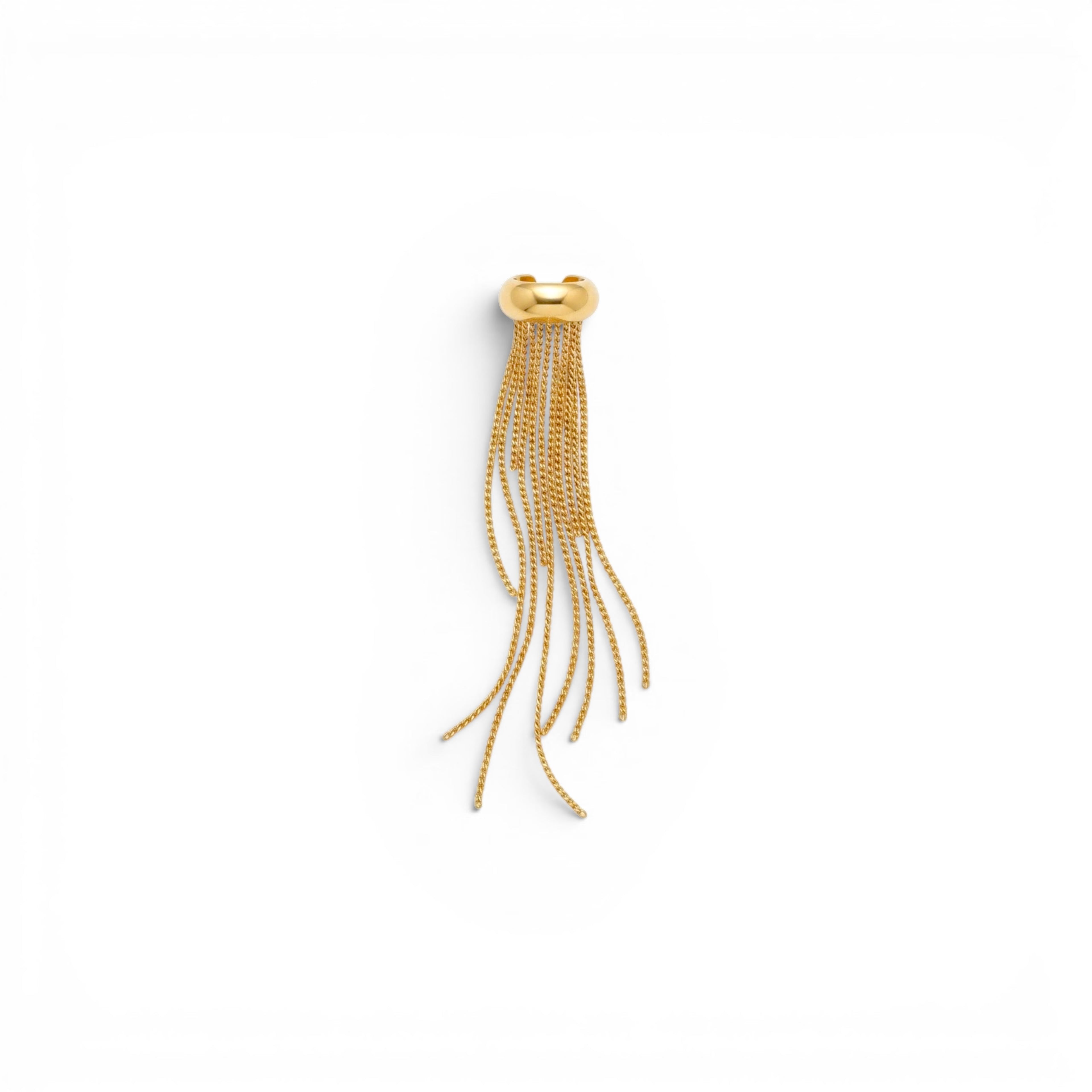 Ear Cuff Bombato con Catenelle Pendenti In Acciaio Inossidabile