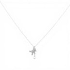 Collana con Orso Pendente Zirconato e Perla In Argento 925