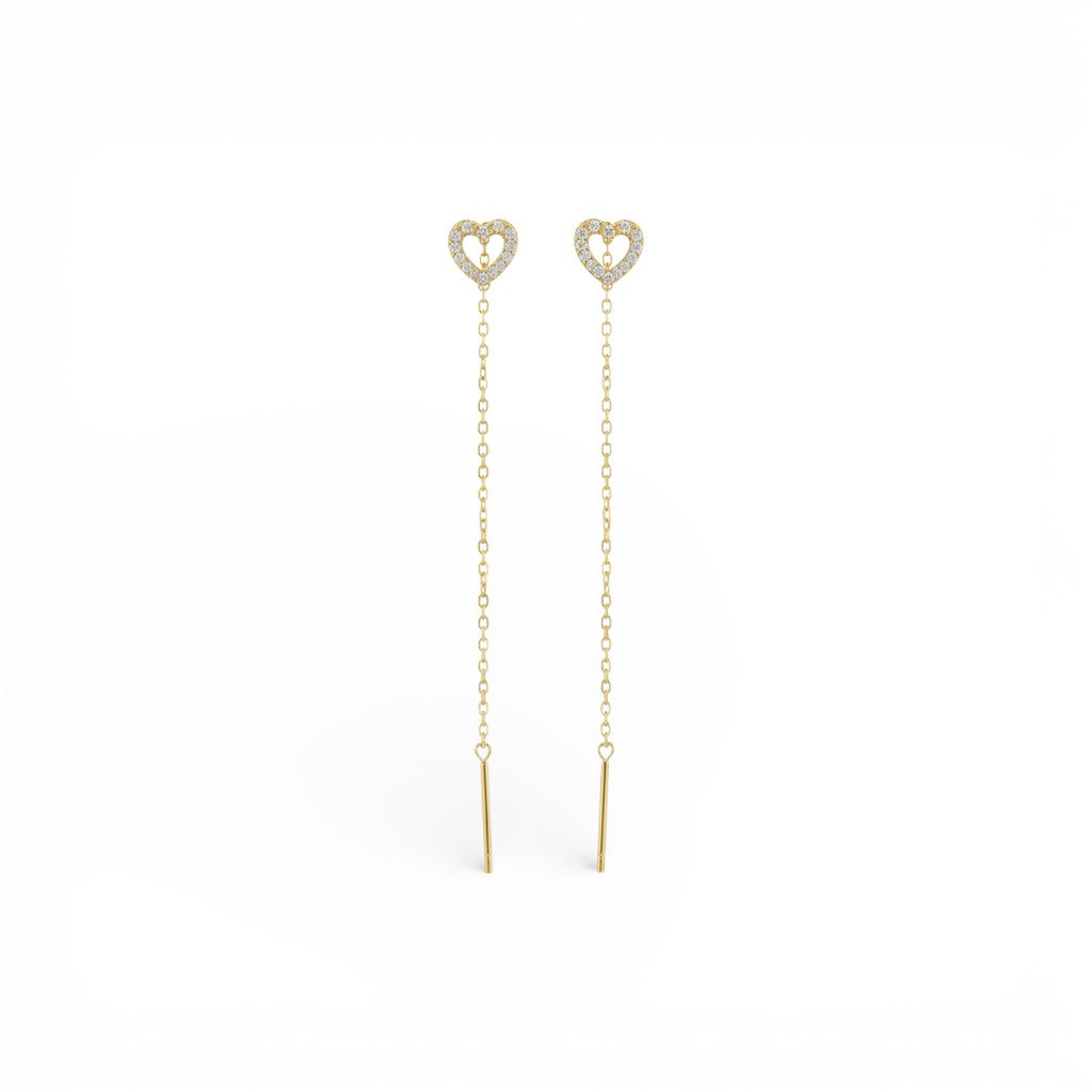 Orecchini Saliscendi Cuore Scintillante In Argento 925