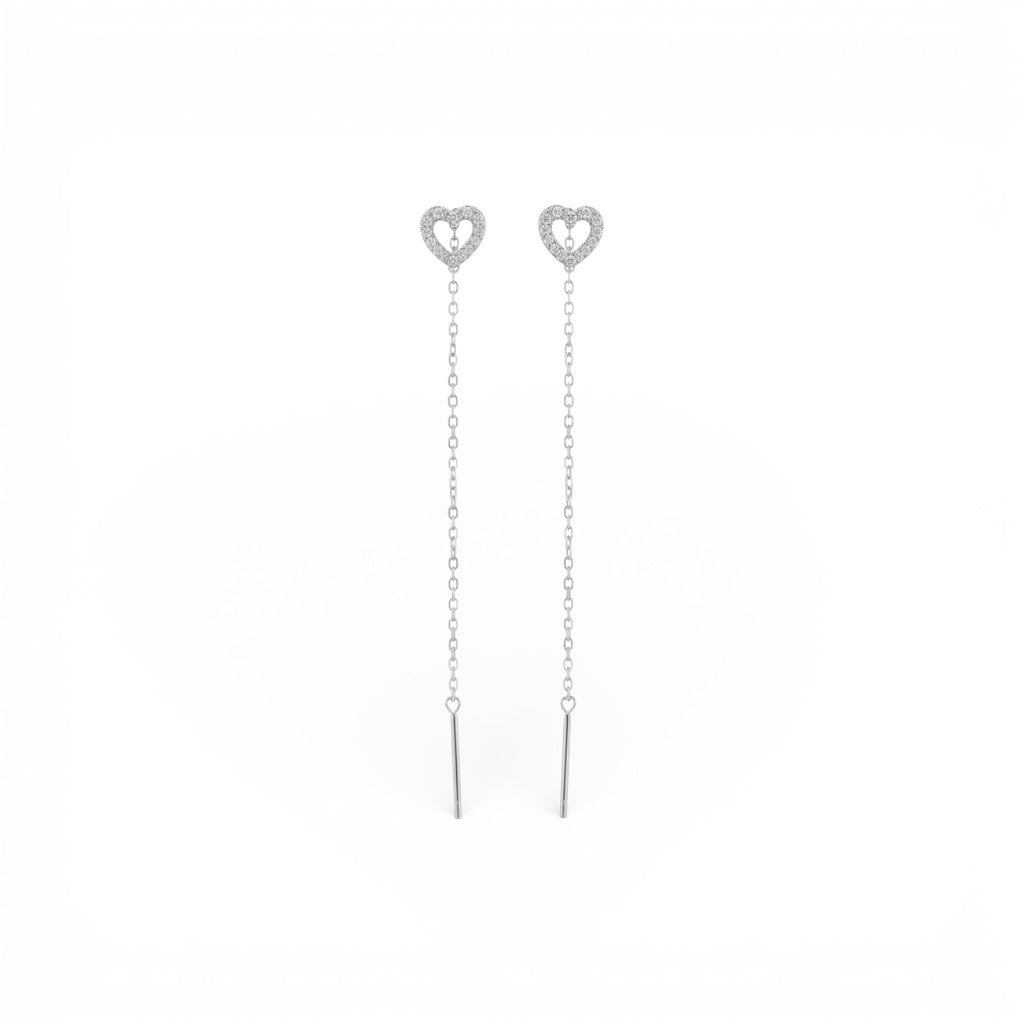 Orecchini Saliscendi Cuore Scintillante In Argento 925