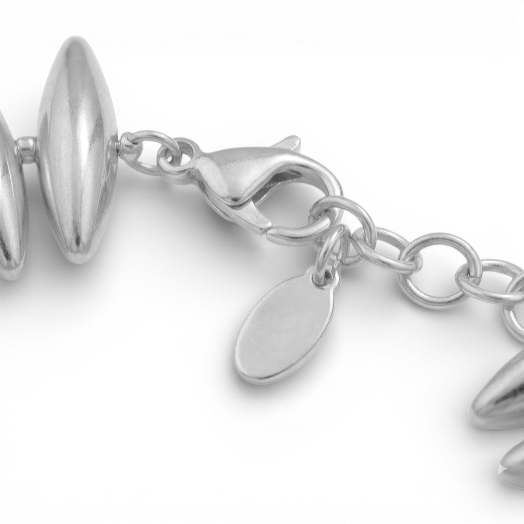 Bracciale Semirigido Spole Ovali Lisce Acciaio Inossidabile