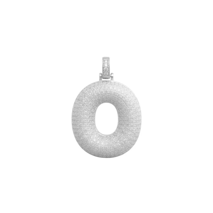Ciondolo Lettera Bubble Bombato con Pavé di Zirconi
