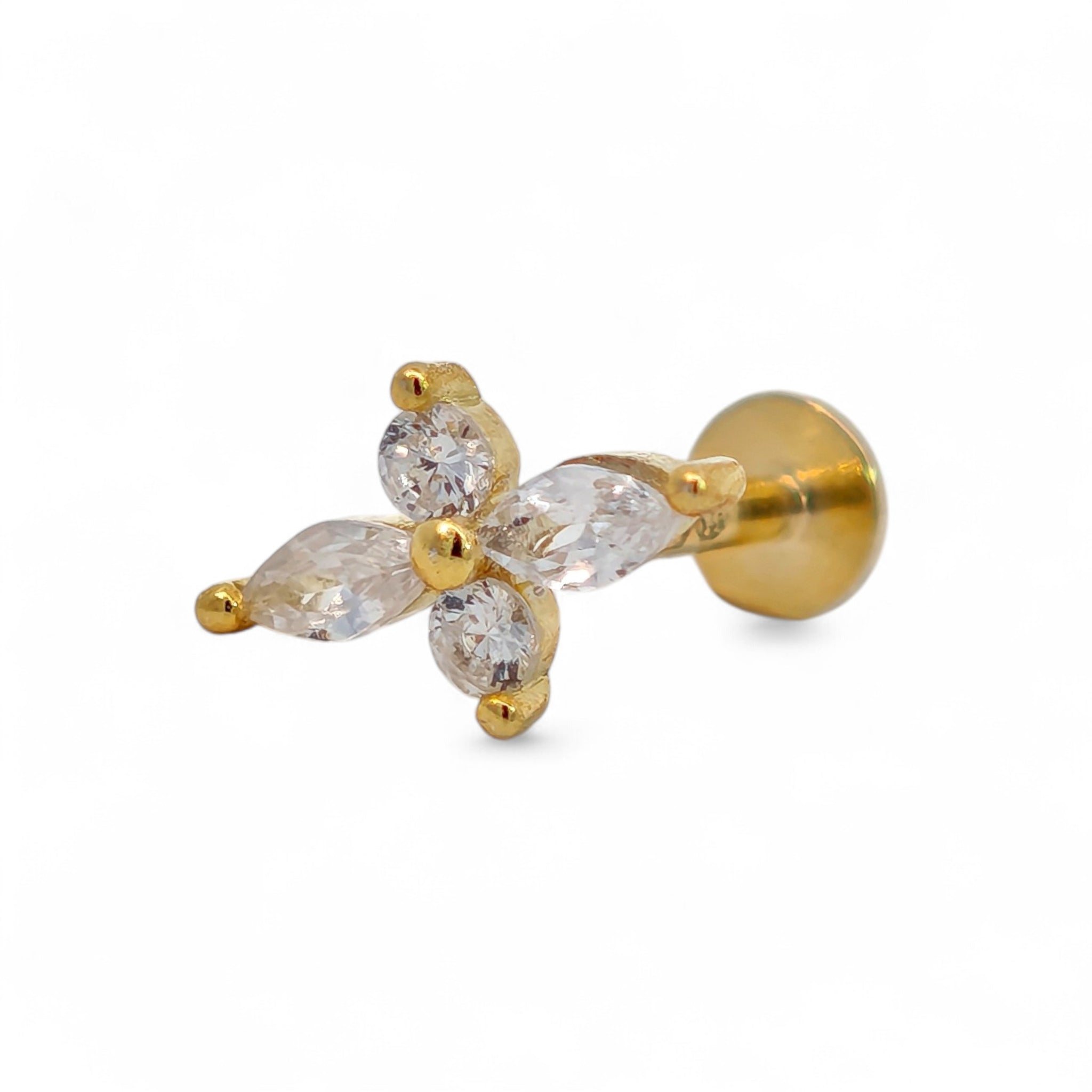 Piercing Fiore Zirconi Argento