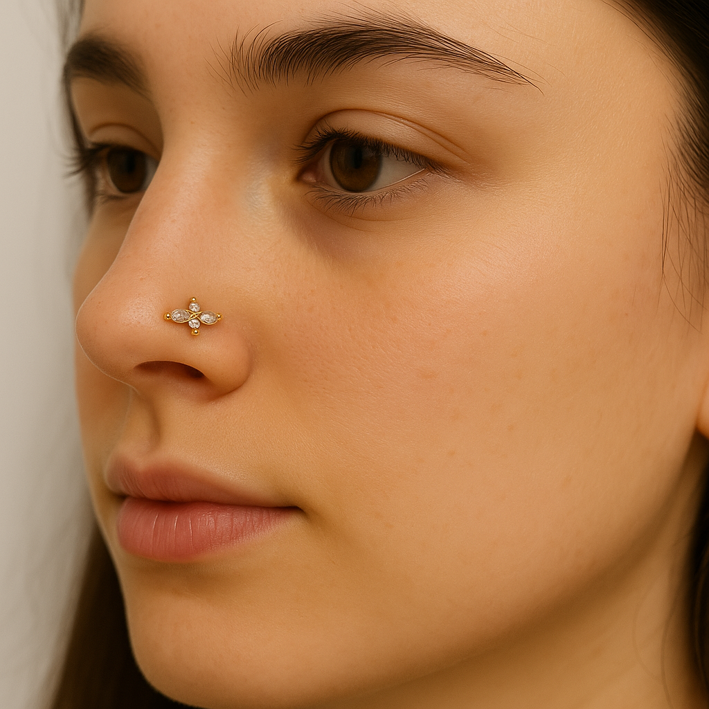 Piercing Fiore Zirconi Argento