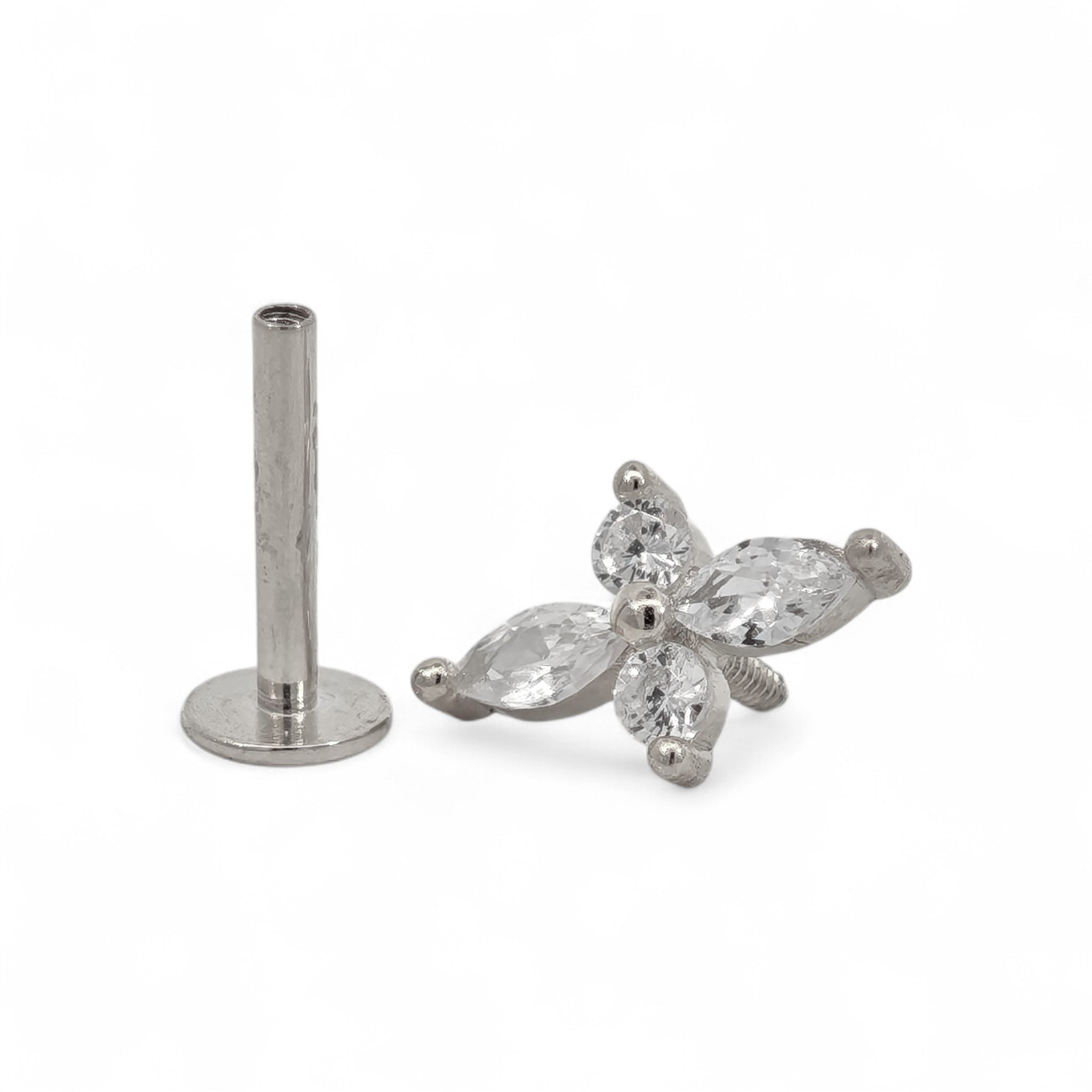 Piercing Fiore Zirconi Argento
