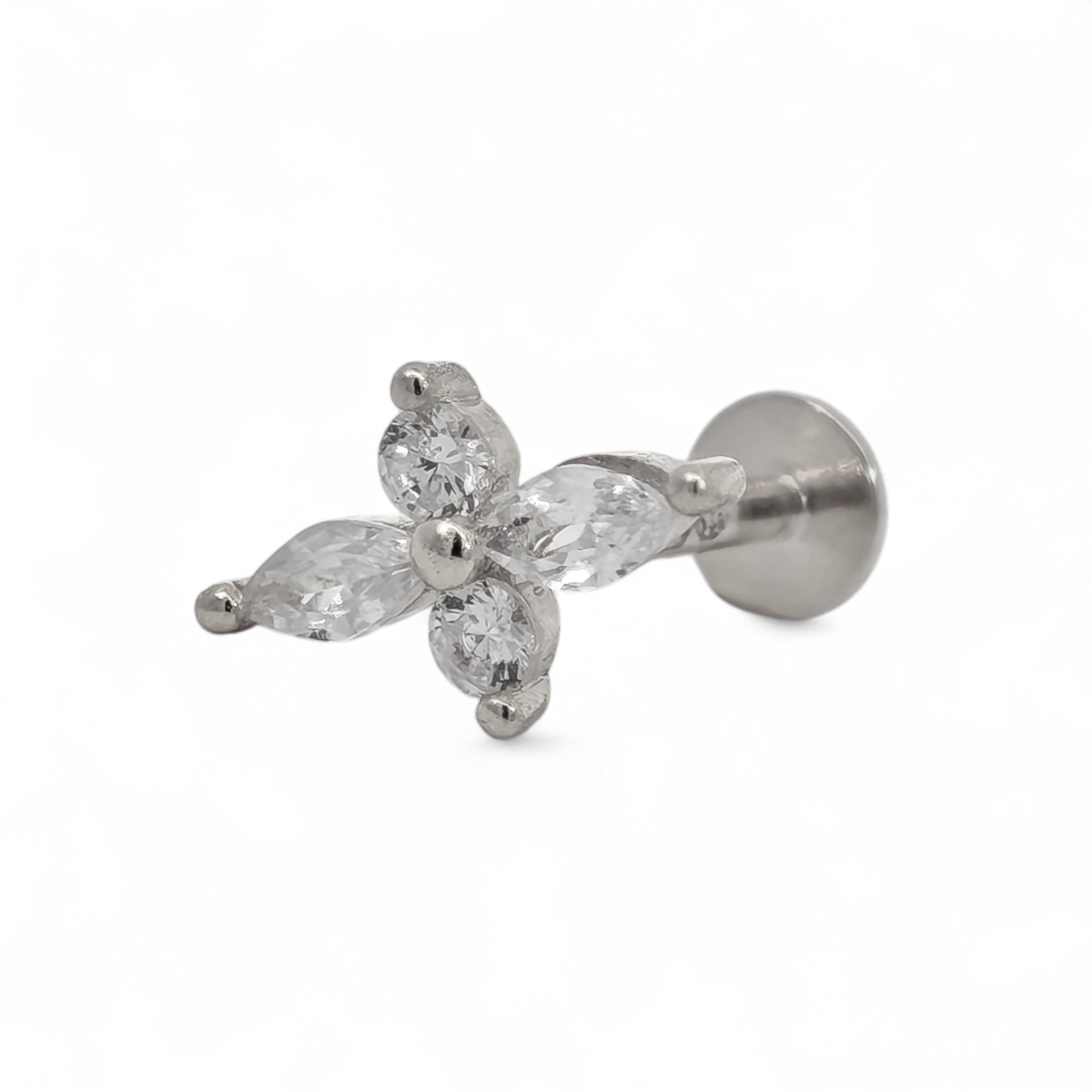 Piercing Fiore Zirconi Argento