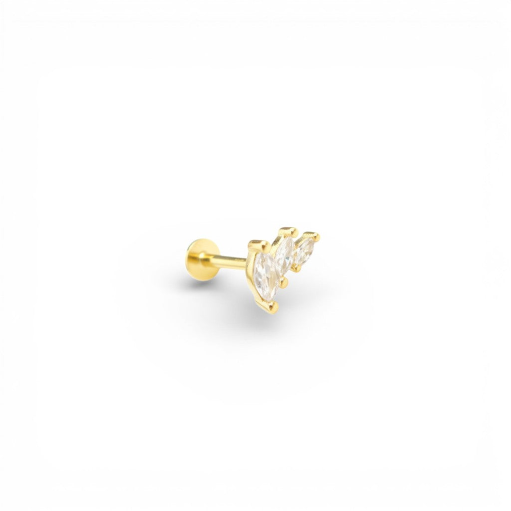 Piercing Tris Zirconi In Argento 925