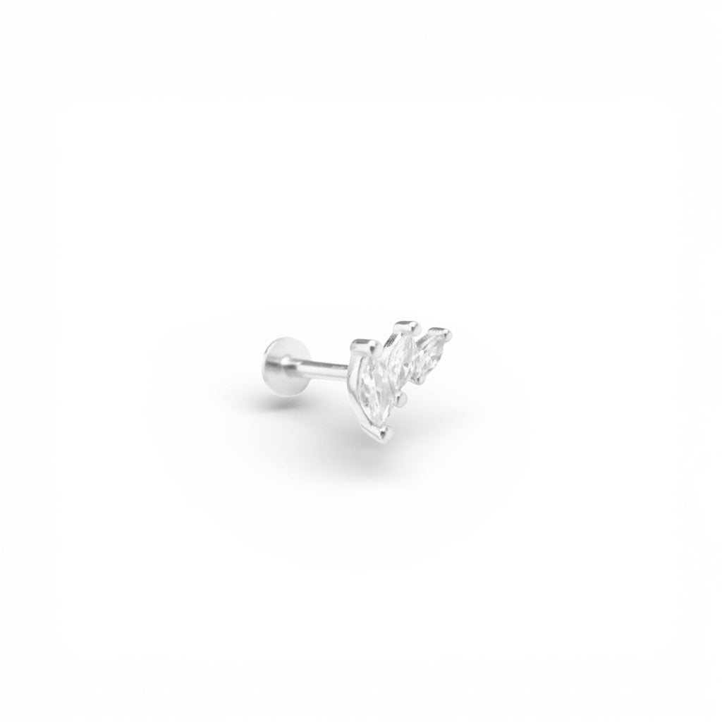 Piercing Tris Zirconi In Argento 925