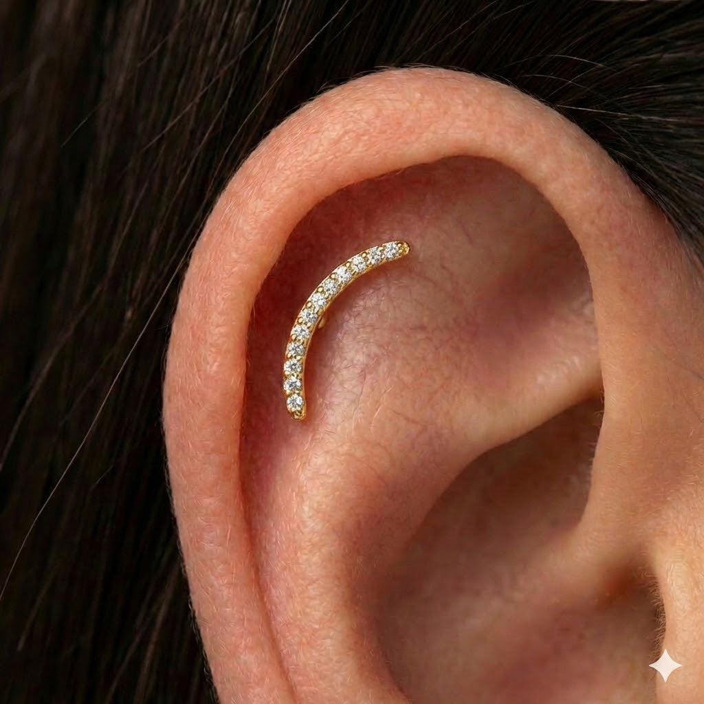 Piercing Curvo con Brillanti In Argento 925