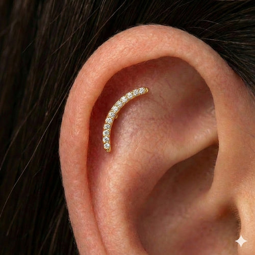 Piercing Curvo con Brillanti In Argento 925