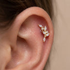Piercing Rametto con Foglioline Brillanti in Argento 925