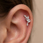 Piercing Rametto con Foglioline Brillanti in Argento 925