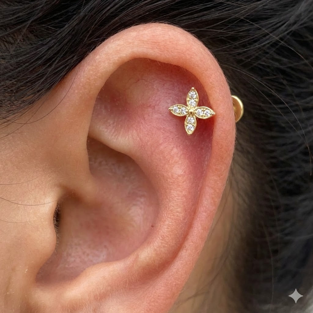 Piercing Fiore 4 Petali In Argento 925