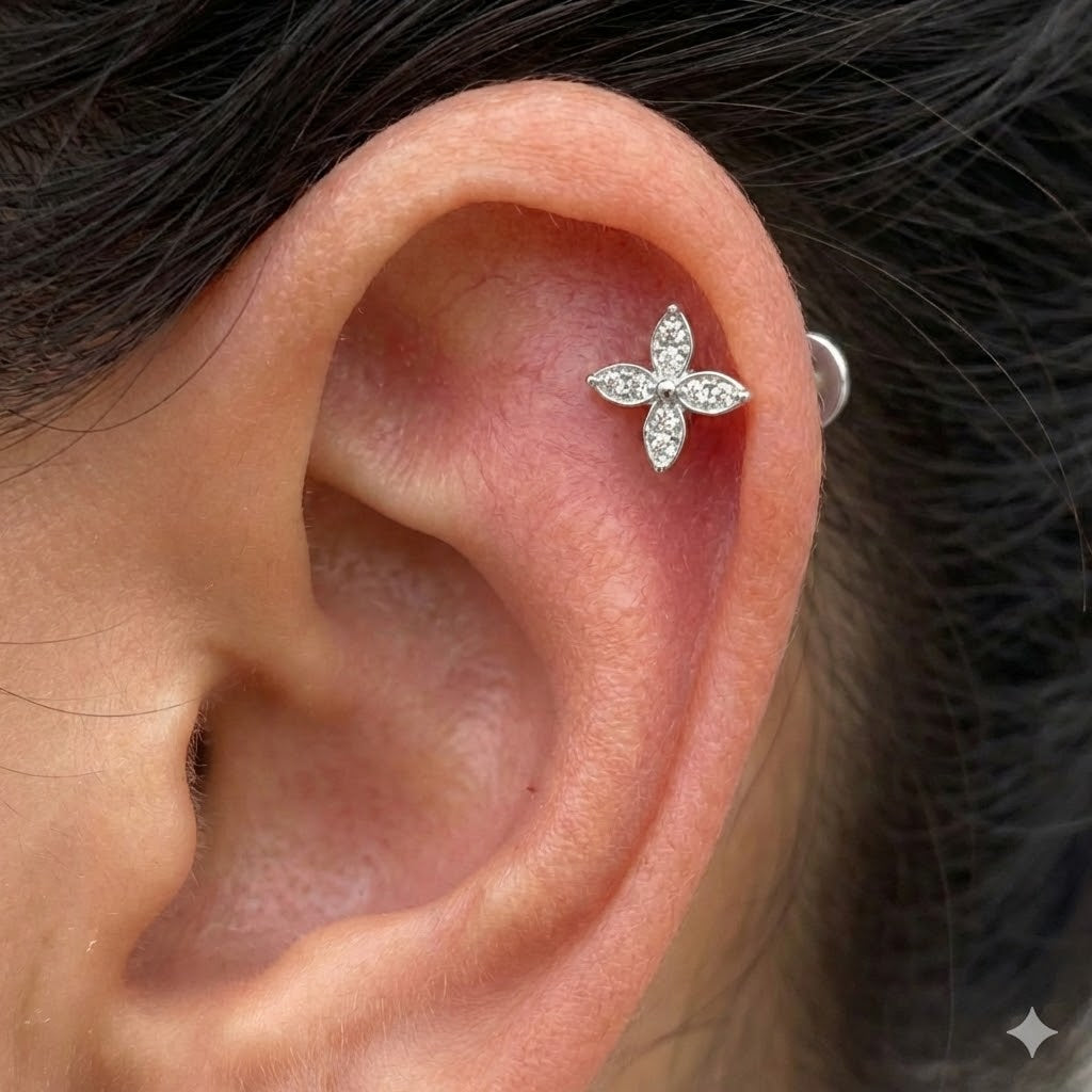 Piercing Fiore 4 Petali In Argento 925
