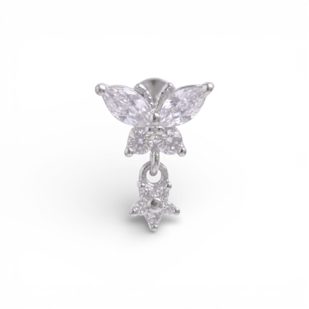Piercing con Pendente Farfalla Orecchio in Argento 925