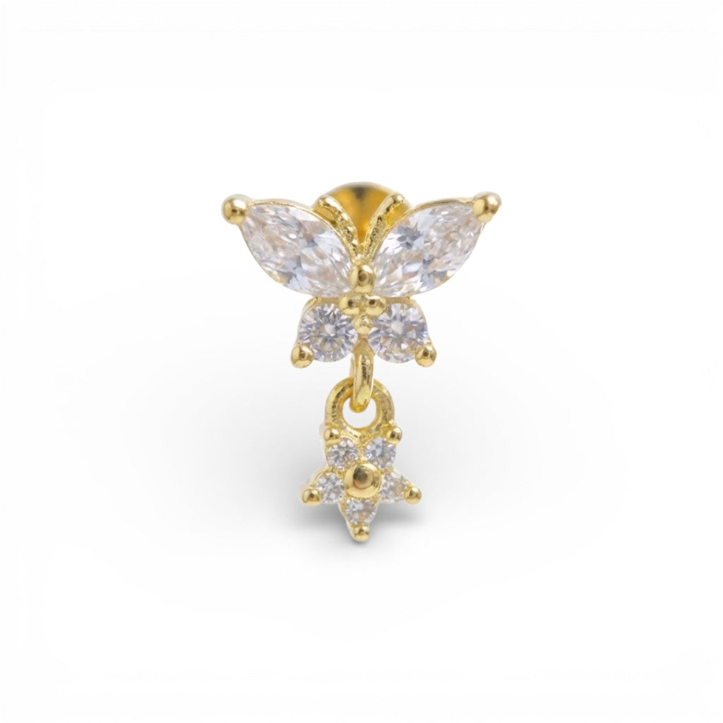 Piercing con Pendente Farfalla Orecchio in Argento 925