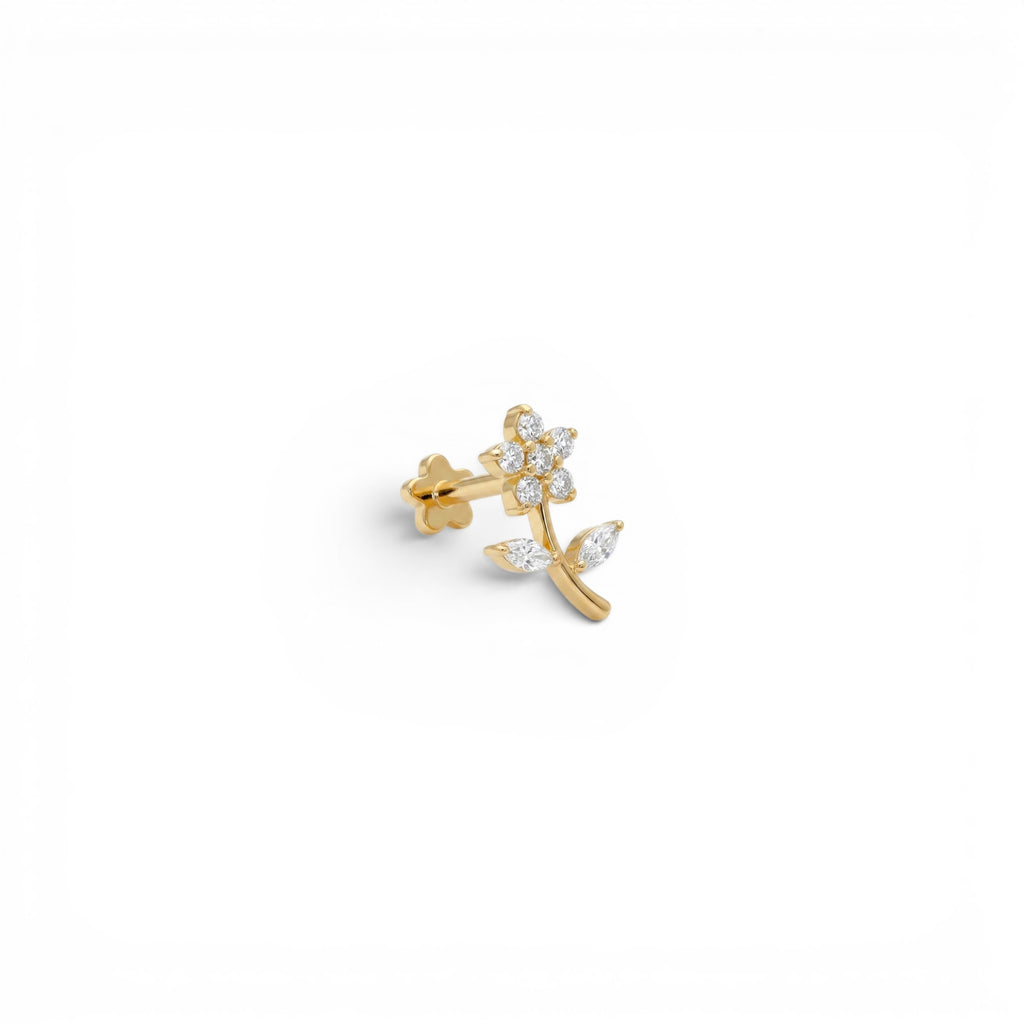 Piercing Ramoscello Fiorito In Acciaio Inossidabile