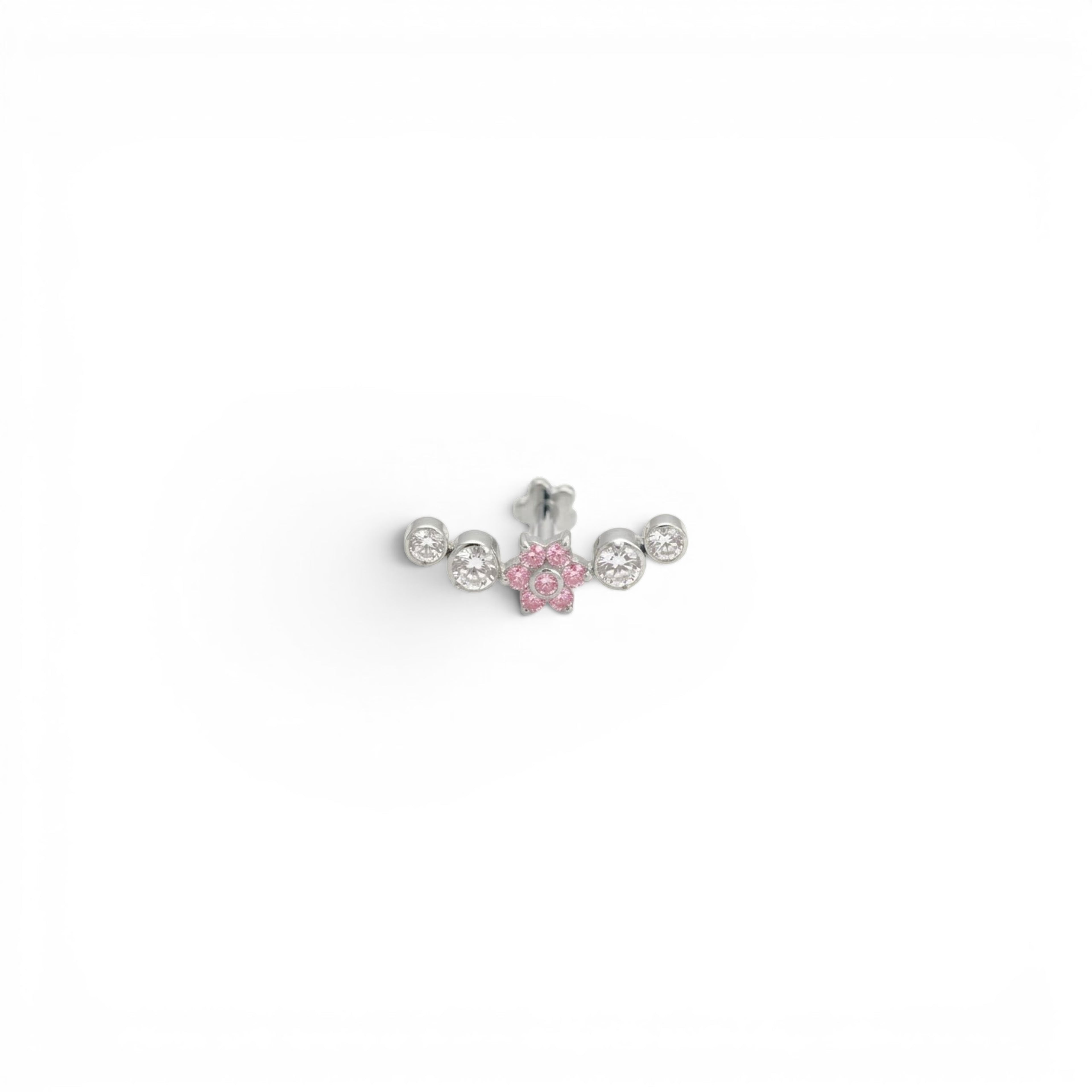 Piercing ad Arco con Fiore Rosa In Acciaio Inossidabile
