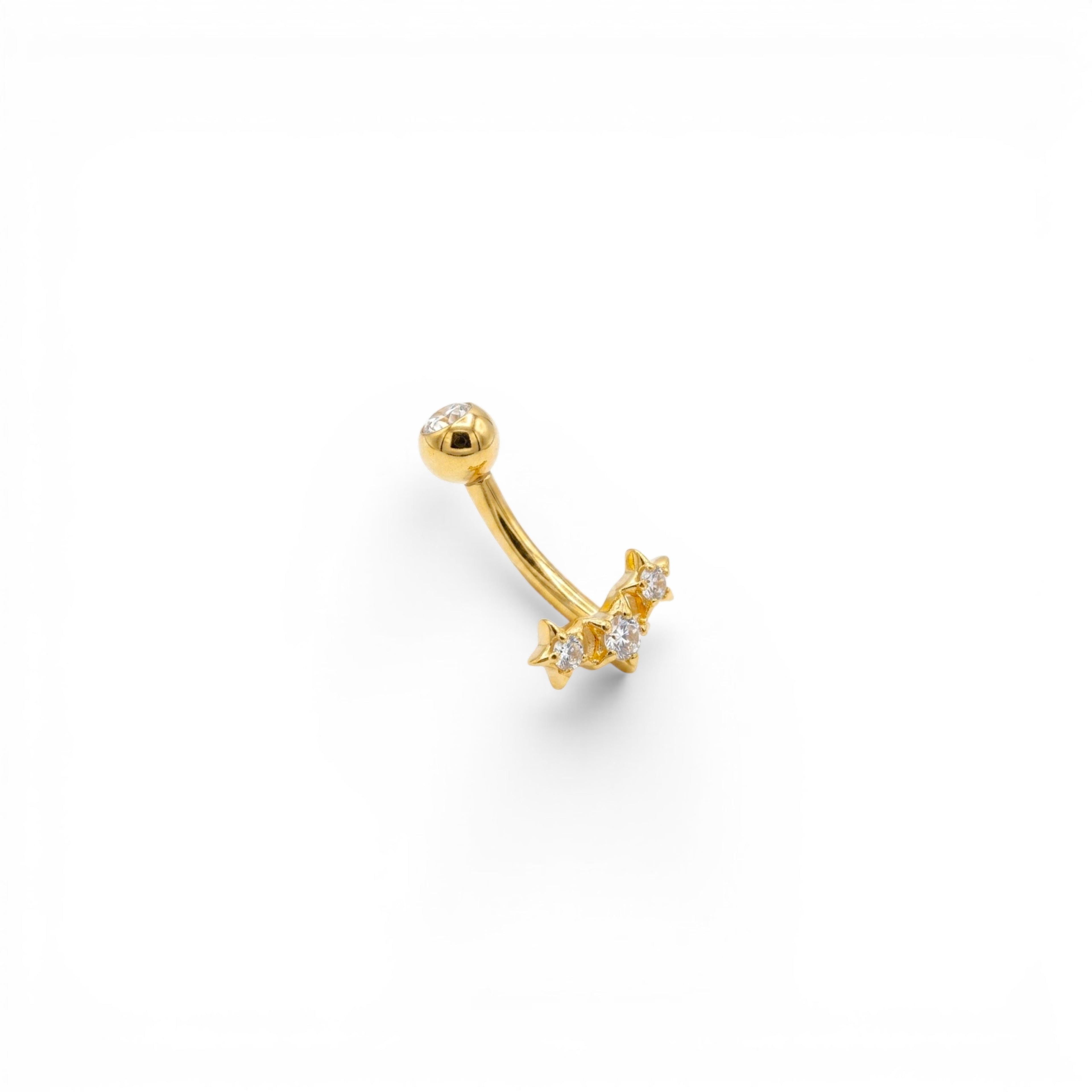 Piercing Banana con Stelle e Zirconi In Acciaio Inossidabile