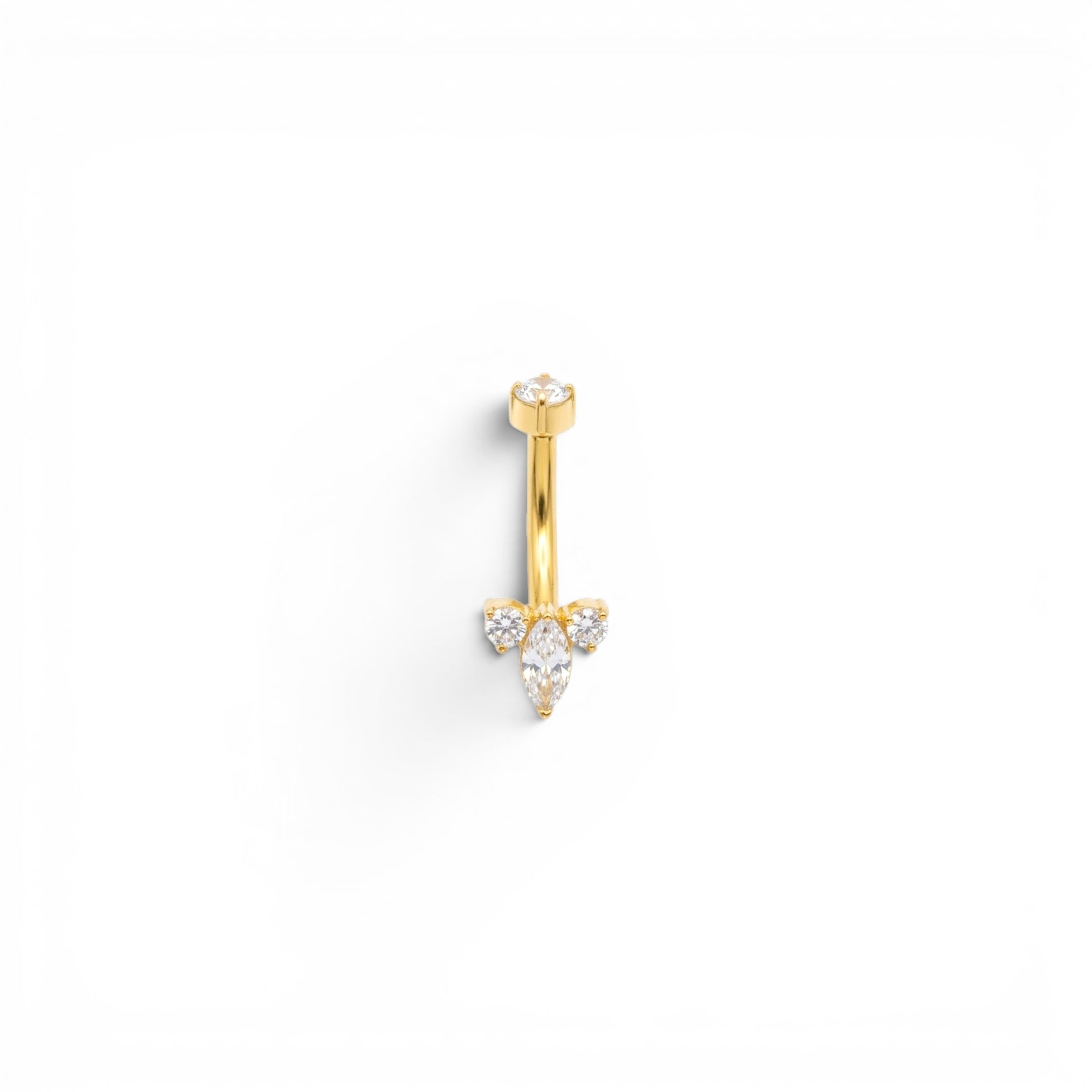 Piercing Banana Navette e Brillanti In Acciaio Inossidabile