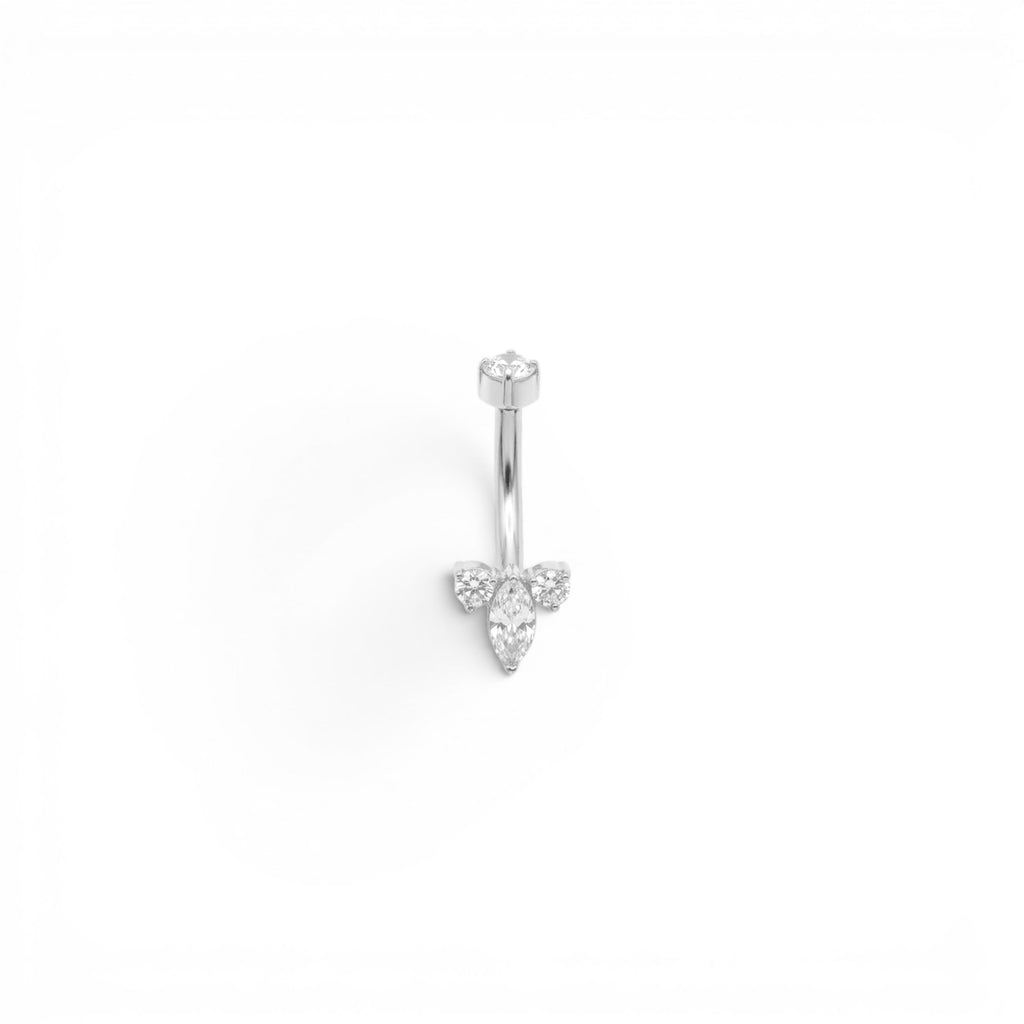 Piercing Banana Navette e Brillanti In Acciaio Inossidabile