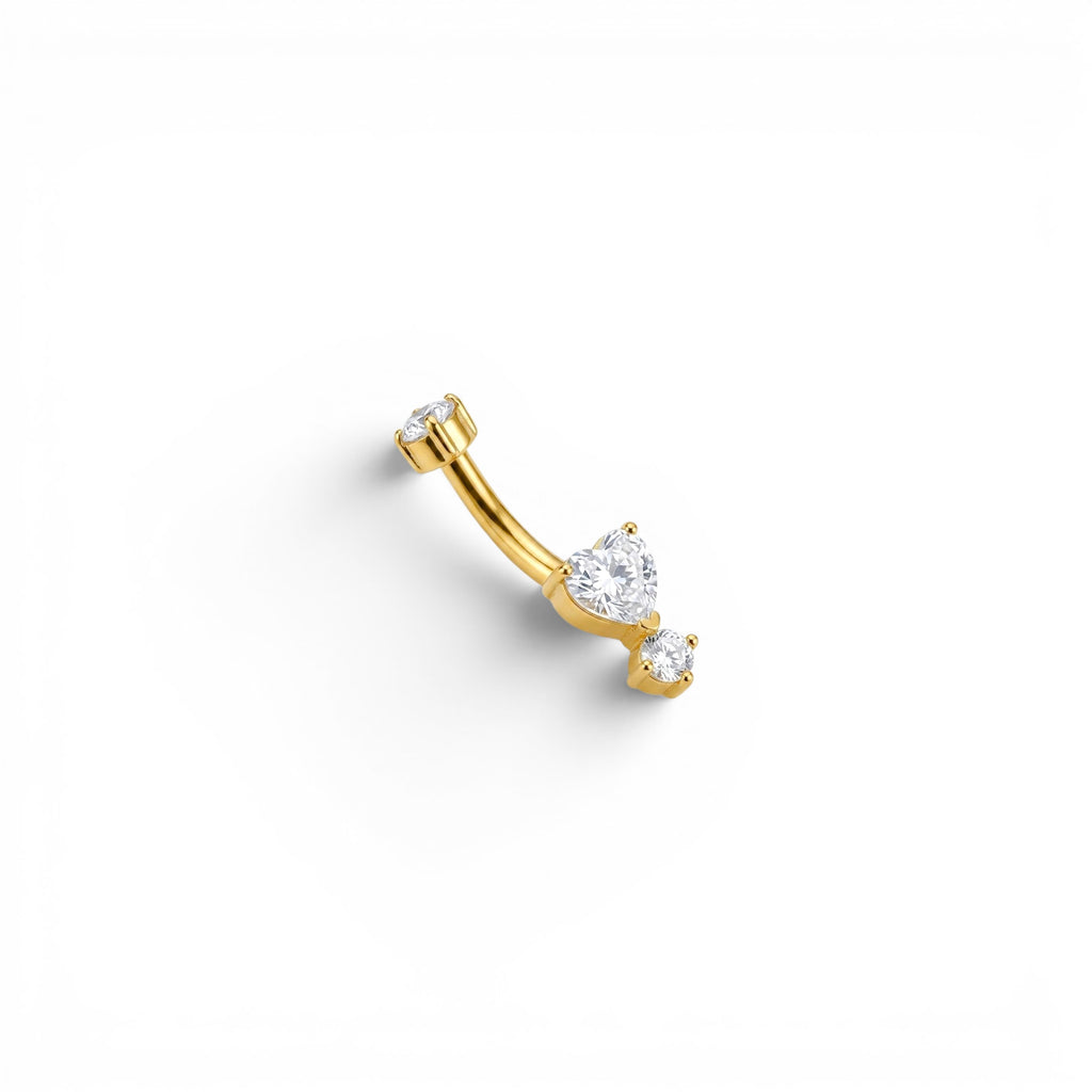 Piercing Banana con Cuore e Zirconi In Acciaio Inossidabile