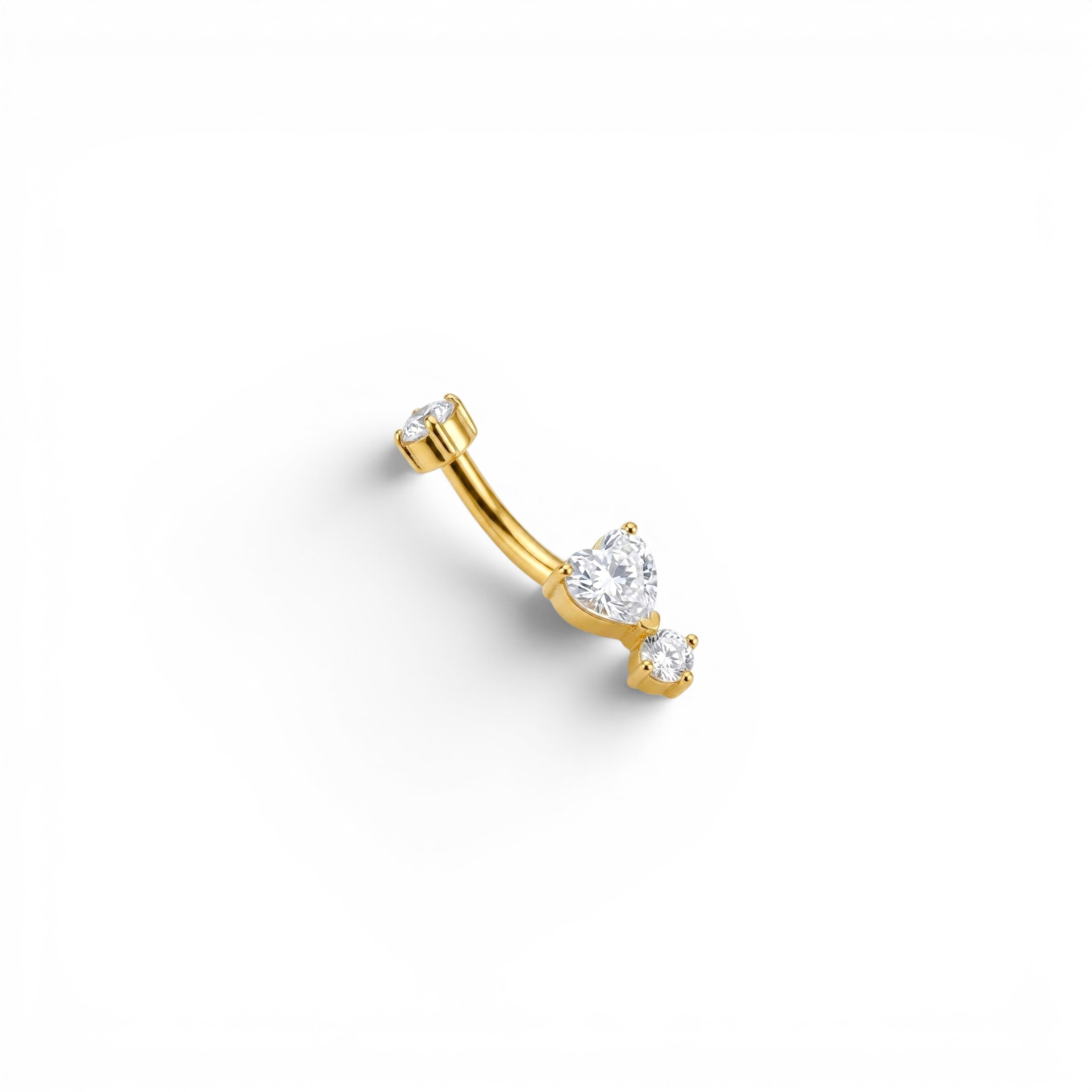 Piercing Banana con Cuore e Zirconi In Acciaio Inossidabile