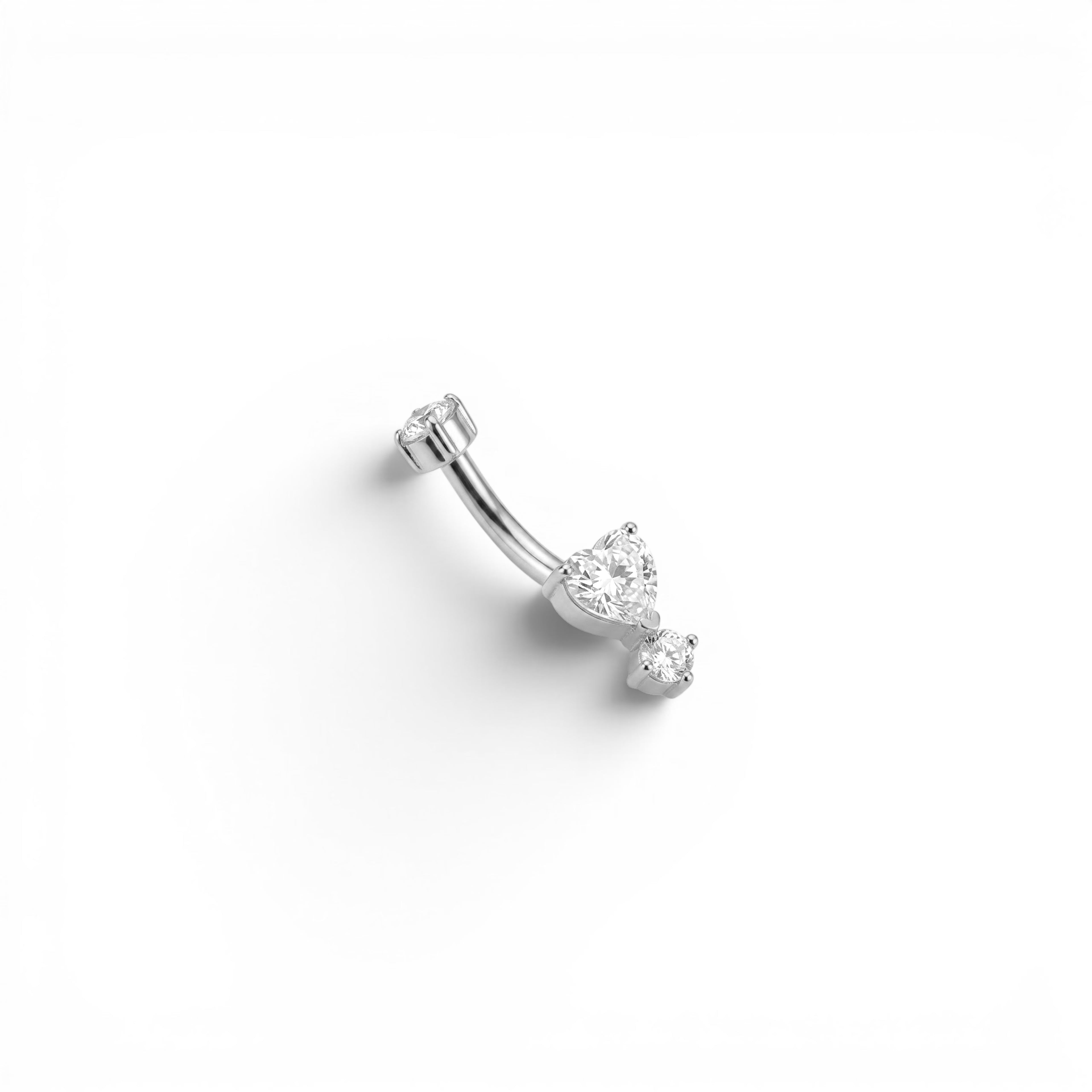 Piercing Banana con Cuore e Zirconi In Acciaio Inossidabile
