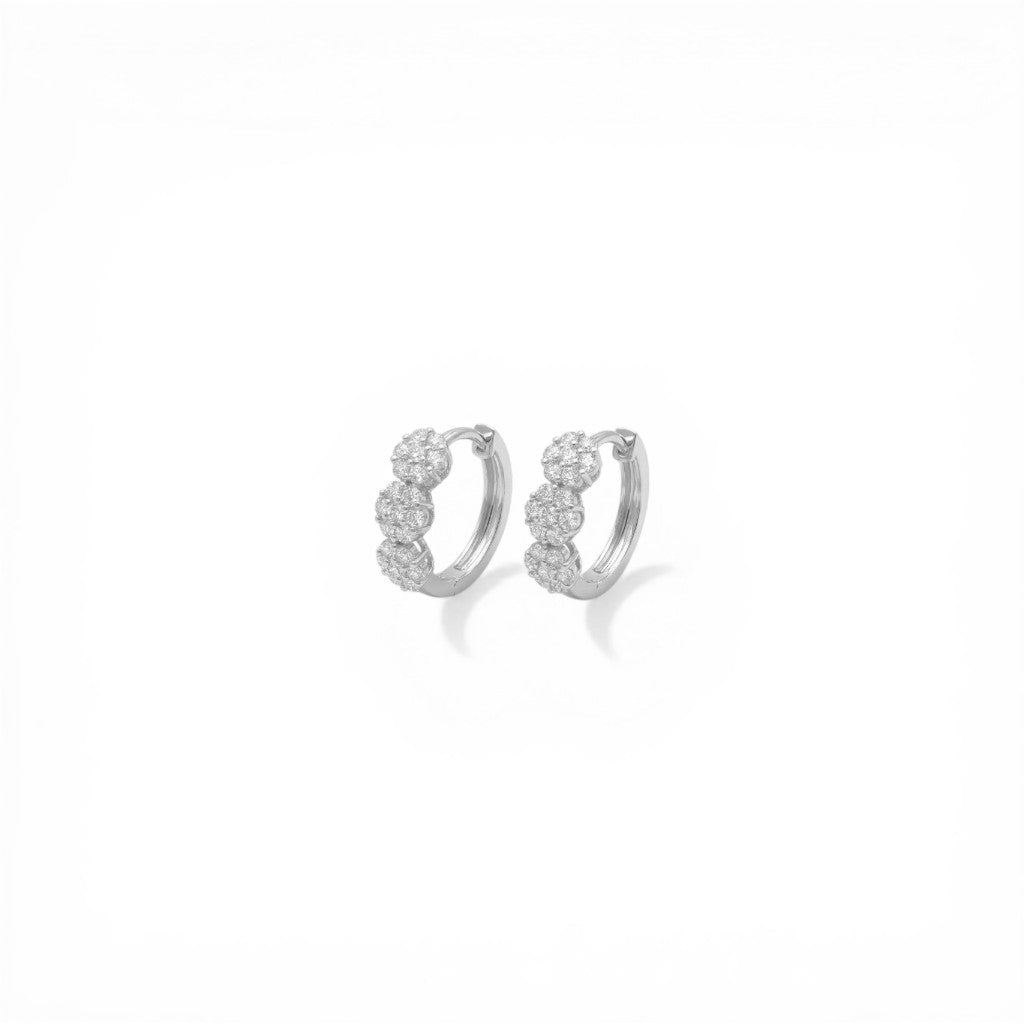 Orecchini Bouquet di Brillanti a Fiore In Argento 925