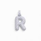 Ciondolo Lettera Bubble Bombato con Pavé di Zirconi In Ottone