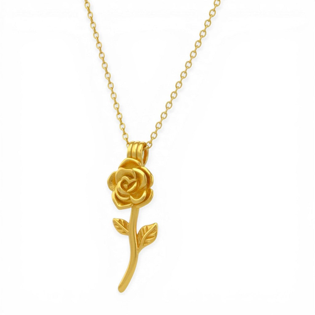 Collana con Pendente a Rosa In Acciaio Inossidabile