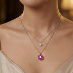 Collana con Punto Luce e Fiore Zirconato In Argento 925