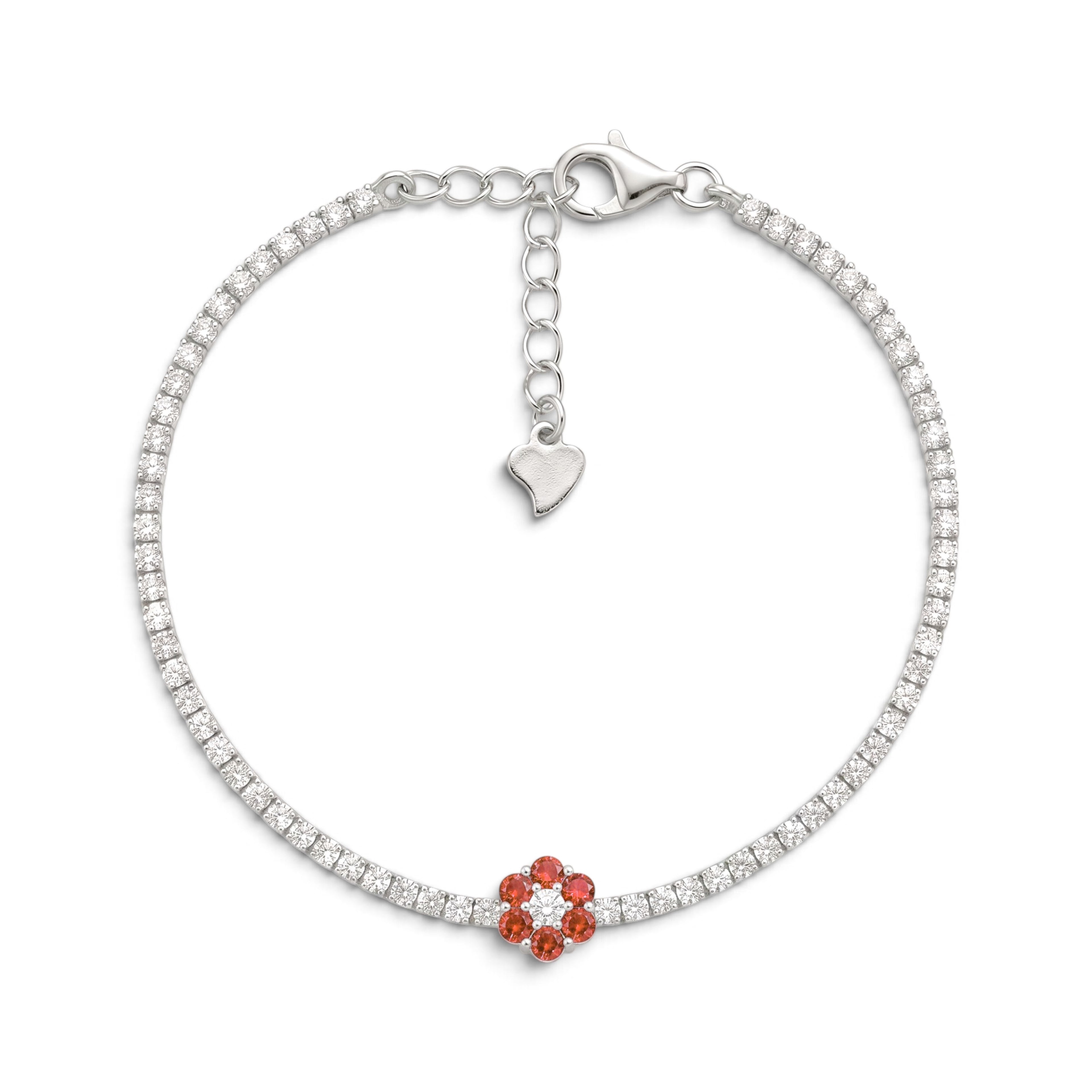 Bracciale Tennis Fiore In Argento 925