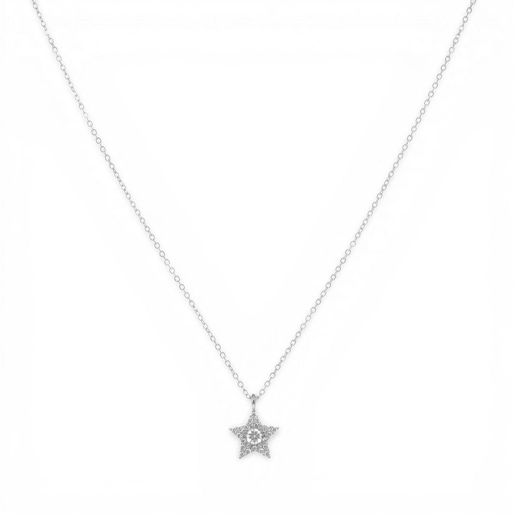 Collana Stella con Pavé e Punto Luce in Argento 925