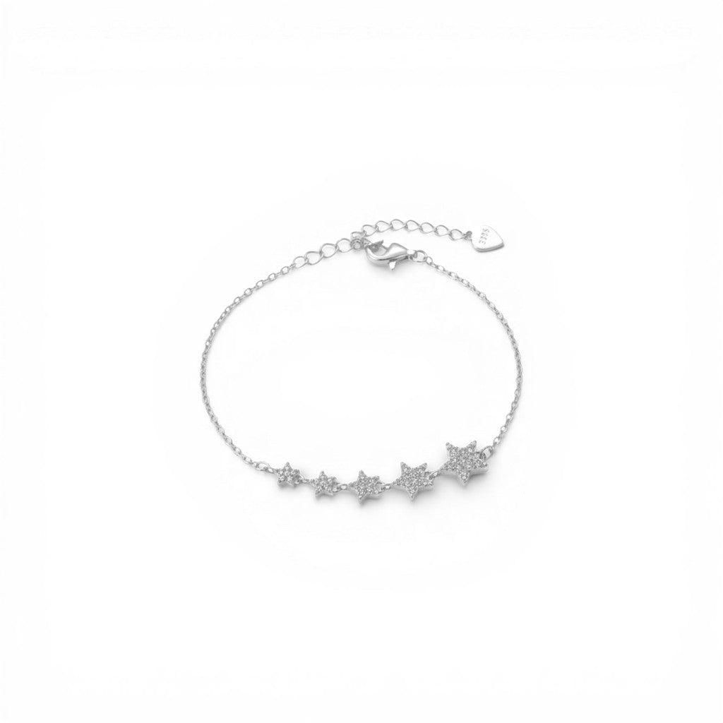 Bracciale con Cinque Stelle Zirconate In Argento 925
