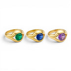 Anello Occhio con Pietra Colorata In Acciaio Inossidabile
