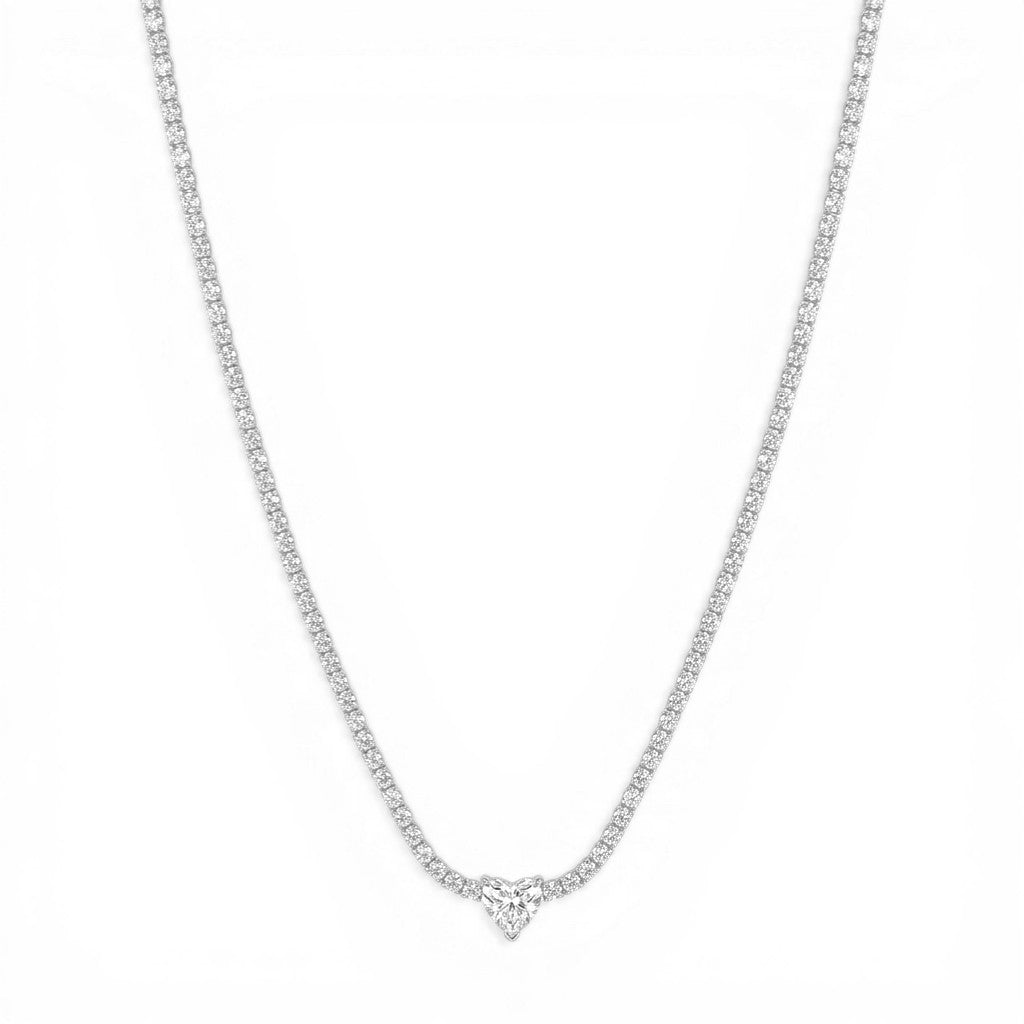 Collana Tennis Heart In Acciaio Inossidabile