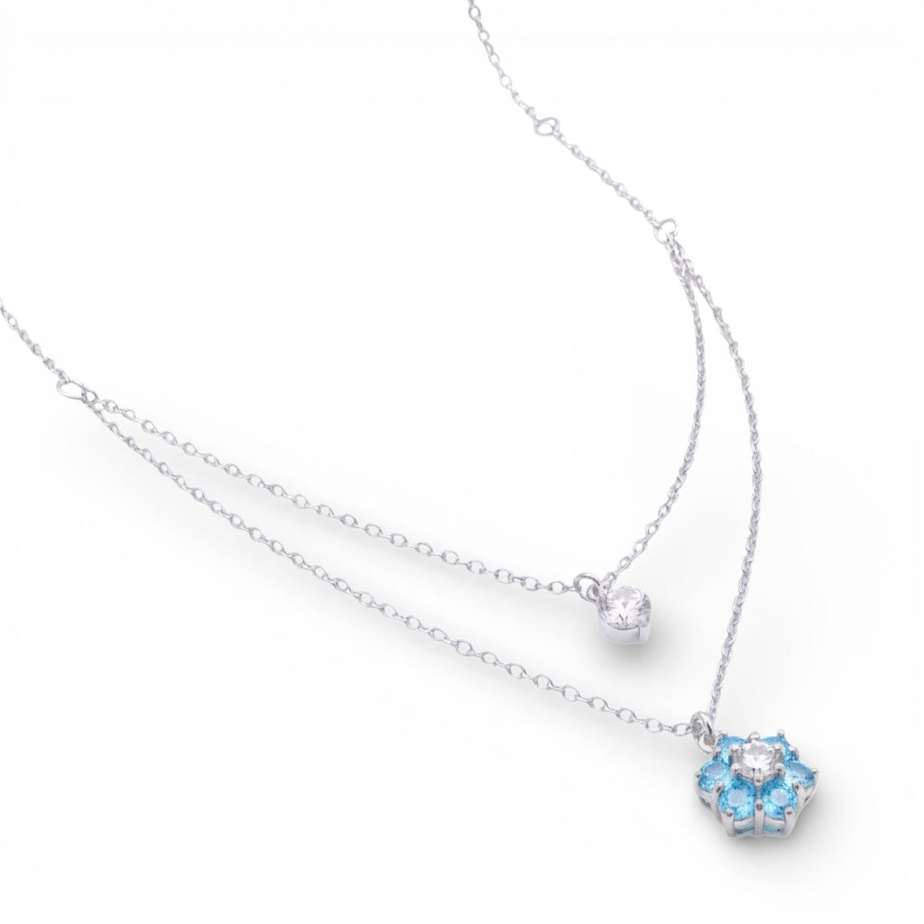 Collana con Punto Luce e Fiore Zirconato In Argento 925
