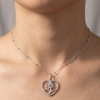Collana con Cuore Torchon e Fiore In Acciaio Inossidabile