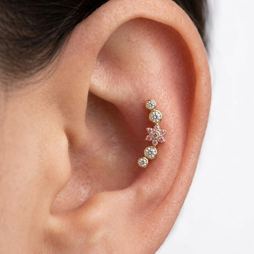 Piercing ad Arco con Fiore Rosa In Acciaio Inossidabile