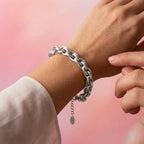 Bracciale Catena a Maglia Torchon Doppia Spiga In Acciaio Inossidabile