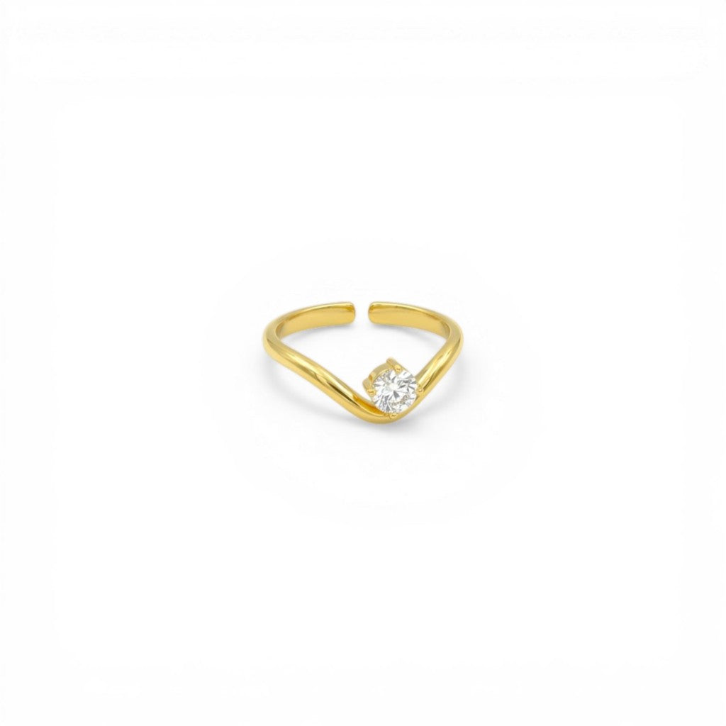 Anello Solitario V-Shape In Acciaio Inossidabile