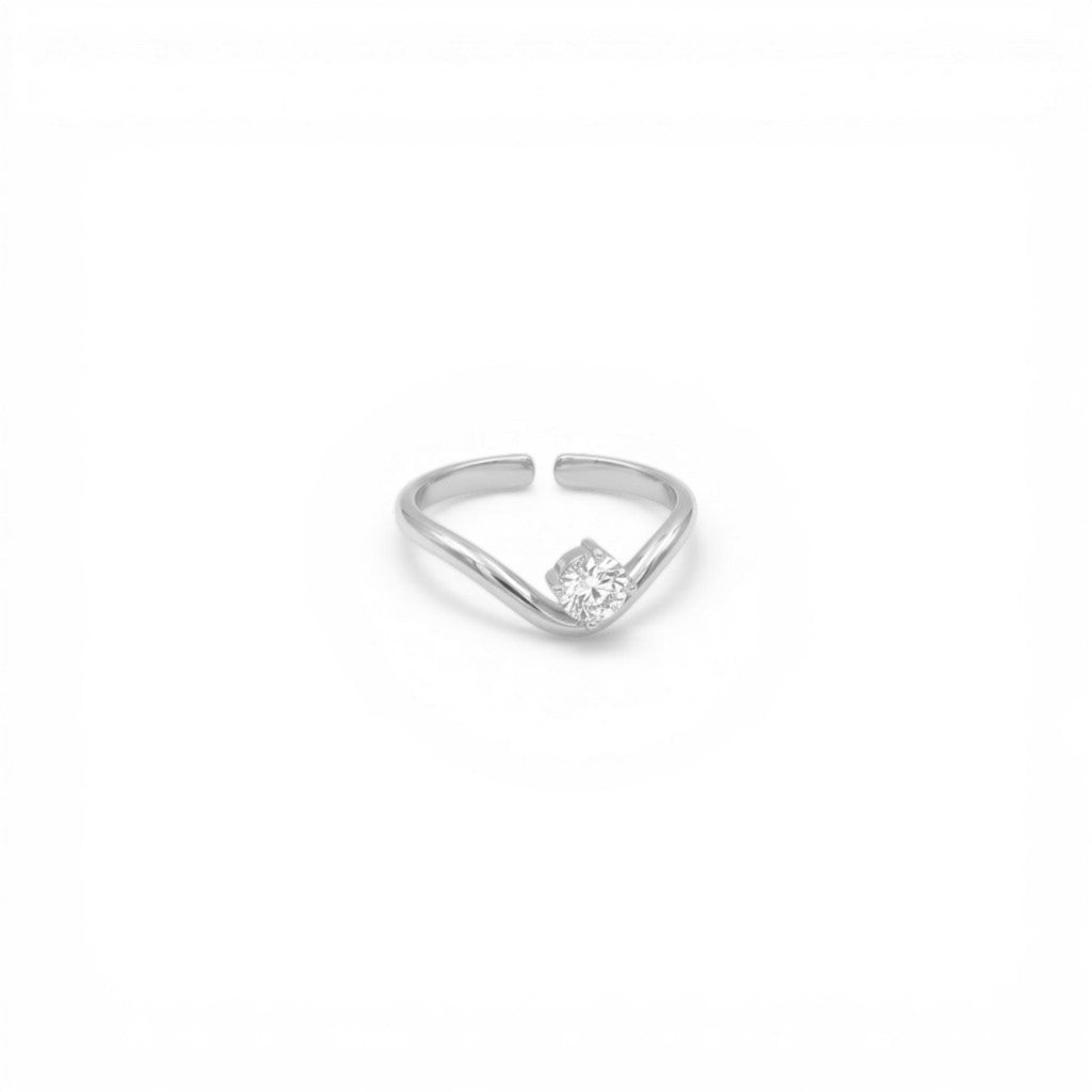 Anello Solitario V-Shape In Acciaio Inossidabile