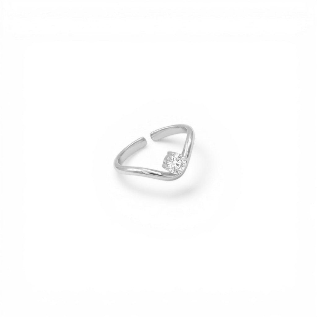 Anello Solitario V-Shape In Acciaio Inossidabile