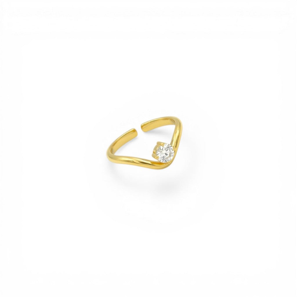 Anello Solitario V-Shape In Acciaio Inossidabile