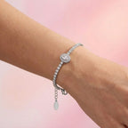 Bracciale Tennis con Zirconi e Centrale Luminoso In Acciaio Inossidabile
