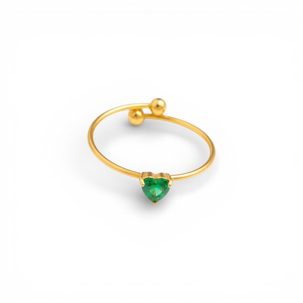 Anello Heart Link con Cuore in Pavé In Acciaio Inossidabile