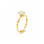 Anello Solitario Classico con Zircone Brillante In Acciaio Inossidabile